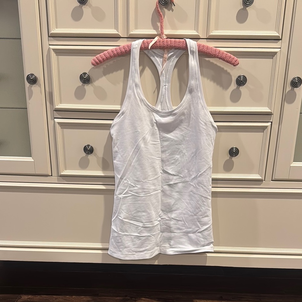 Lululemon Athletica White Fitted Racerback Tank Top